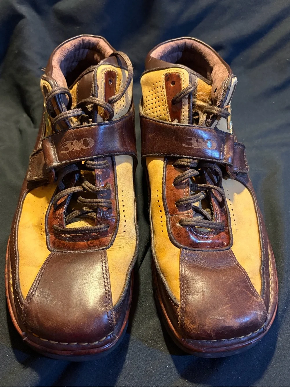 310 Motoring Vintage Two-Tone Leather High-Top Boots – US 10 (BRYN Model)